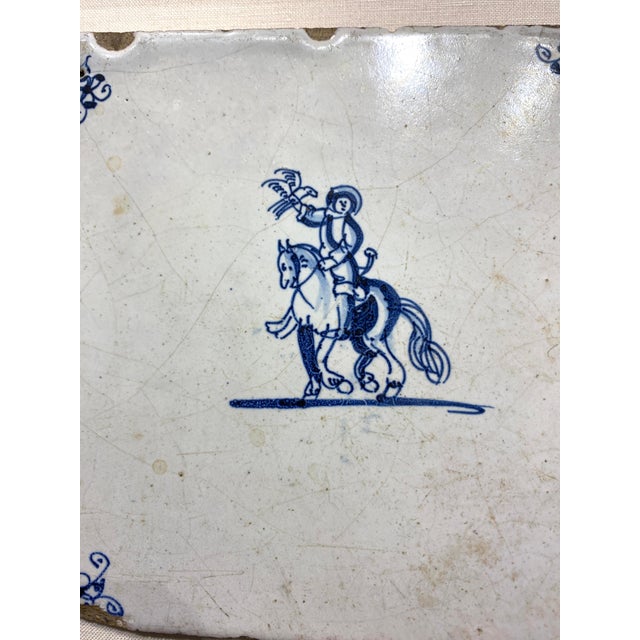 Delft Antique Delft Tiles Pair Framed Blue & White Dutch Hand Painted Ceramic 18thC For Sale - Image 4 of 9