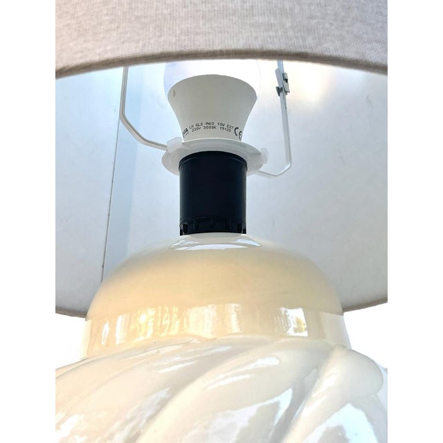 Large Beige Ceramic Table Lamp For Sale - Image 4 of 6