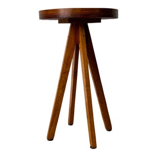 Vintage Organic Birdseye Maple Round Side Table For Sale