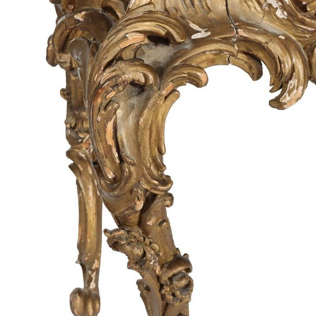 Antique Louis XIV Inlaid Flame Mahogany or Burl & Gilt Wood Console Table 18thC For Sale - Image 4 of 13