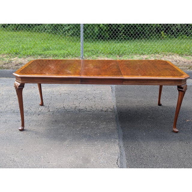 Traditional Vintage Pennsylvania House Cherry & Burlwood Dining Table 1 Leaf For Sale - Image 3 of 18