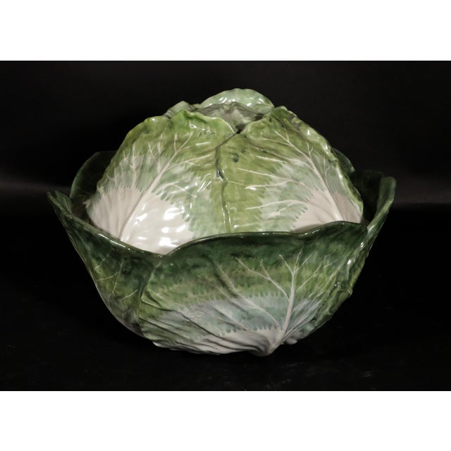 French Mid 18th Century French Faience Tromp l'Oeil Strasbourg Factory Cabbage Tureen and Cover For Sale - Image 3 of 18