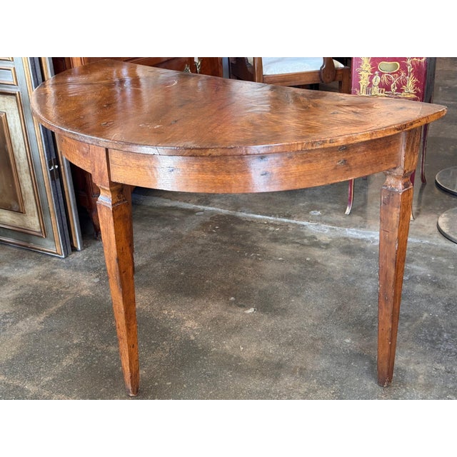 Brown 19th Century Walnut Demilune Table For Sale - Image 8 of 11