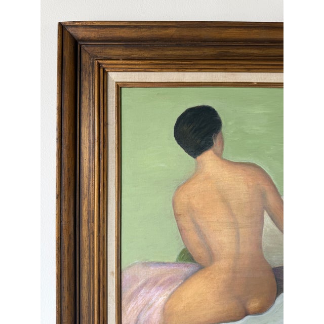1980's Vintage M Lipton Nude Woman Oil on Canvas Painting - Framed For Sale In Miami - Image 6 of 10