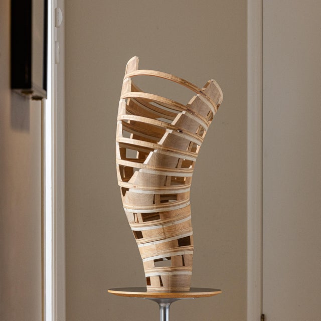An exceptional one-of-a-kind sculptural wood vessel by American Studio Craft artist David Zimmerman, signed and dated...