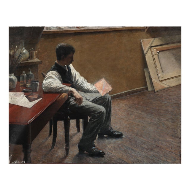 After Louis Moe, Interior from an Artist's Studio, 1890s, Oil Painting on Canvas For Sale