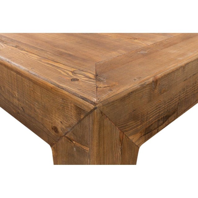 Wood Ming Style Square Coffee Table in Tan Reclaimed Pine For Sale - Image 7 of 11