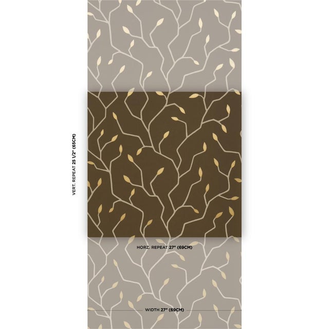 Inspired by decorative ironwork, a stylized branch and leaf motif gives this botanically themed wallcovering a refined,...
