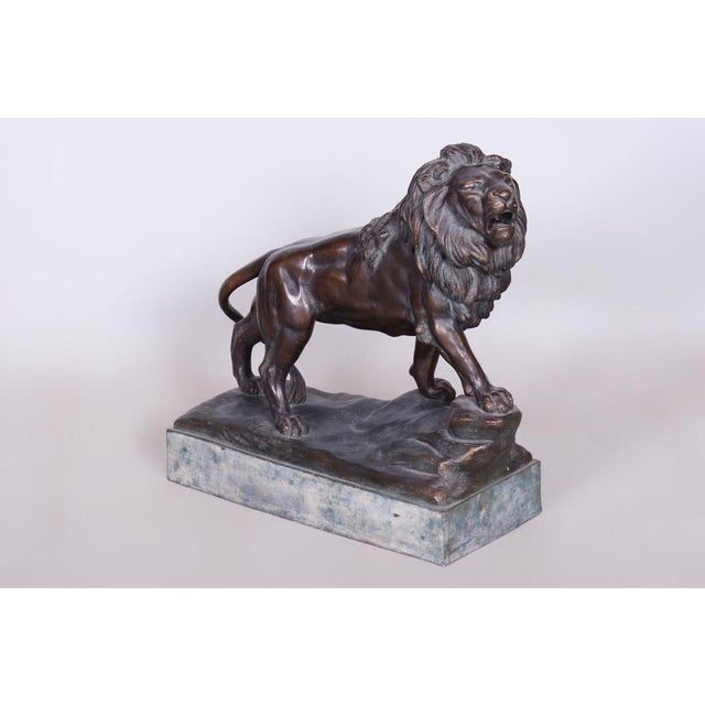 Art Deco Sculpture of Lion in Ceramic and Bronze, Austria, 1910s For Sale - Image 13 of 13