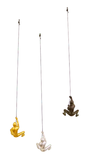 Gold, Silver & Chocolate-Black Climbing Man Wall Art - 3 Piece Set!