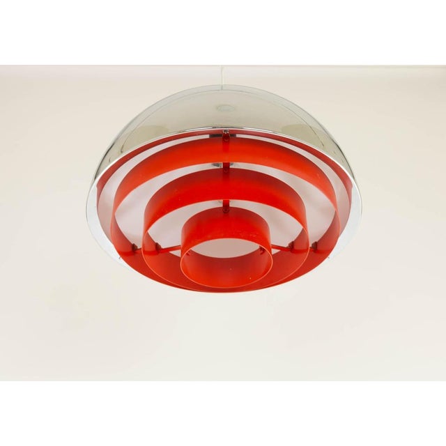 Metal Chrome and Red Milieu Pendant by Jo Hammerborg for Fog & Mørup, 1970s For Sale - Image 7 of 9