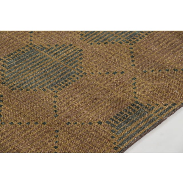 Contemporary Contemporary Geometric Wool Rug in Green & Brown by Rug & Kilim, India For Sale - Image 3 of 10