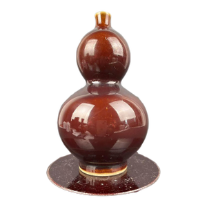 Early 1900s Chinese Porcelain Vase Qing Dynasty Kangxi Marked Flambé Glaze Porcelain Double-Gourd Vase