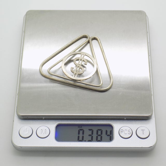 Metal Vintage Italian Handmade Genuine Silver Money Clip With Dollar Symbol For Sale - Image 7 of 8