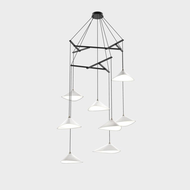 Wood Daniel Becker 'Emily Vertikal 8' Chandelier in Gloss Black/Oak for Moss Objects For Sale - Image 7 of 12