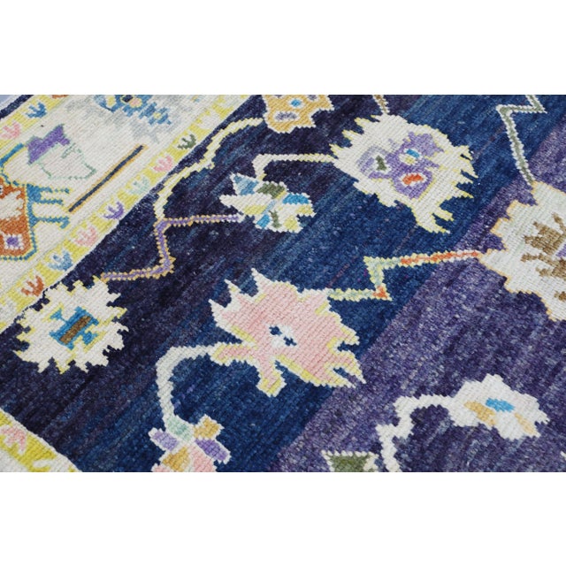 Ivory Turkish Oushak Rug Navy & Ivory Handwoven Wool Rug 8'3" X 10' For Sale - Image 8 of 9
