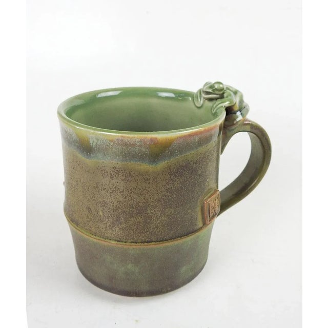 Olive V Chin Blue Olive Green Porcelain Studio Pottery Mug Vorakit Chinookoswong For Sale - Image 8 of 8