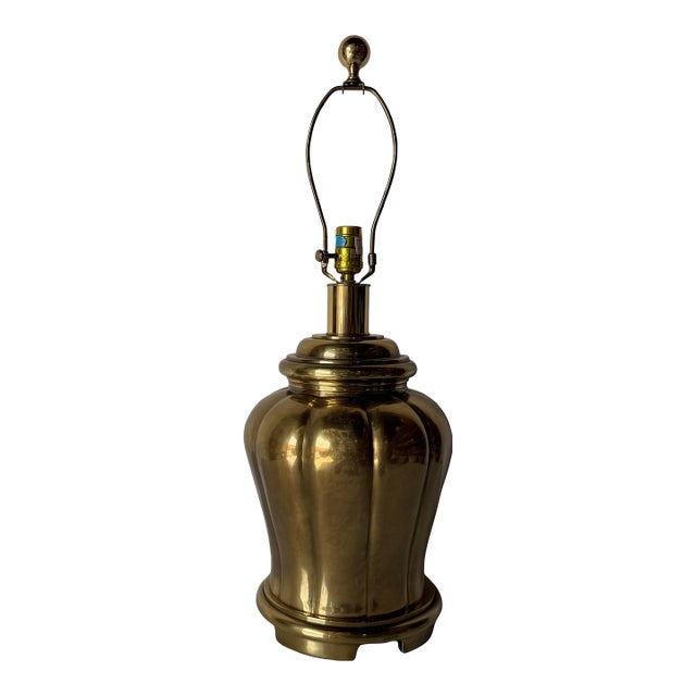 Vintage Frederick Cooper–Style Urn Shape Solid Brass Table Lamp/ Sold For Sale