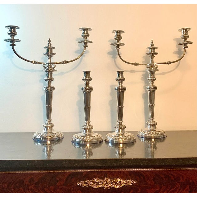 1810 Matthew Boulton Sheffield Plate Candelabra & Candlesticks - Set of 4 For Sale - Image 13 of 13