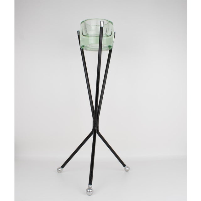 Mid-Century Metal and Glass Ashtray Vide Poche Side Table, circa 1960 For Sale - Image 14 of 17