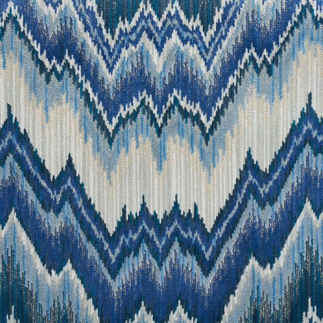 Contemporary SAMPLE - Schumacher Bezique Flamestitch Velvet Fabric In Lapis For Sale - Image 3 of 4