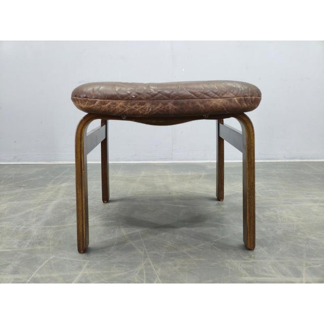 Ingmar Relling Leather Ottoman attributed to Ingmar Relling for Westnofa, Norway, 1960s For Sale - Image 4 of 12