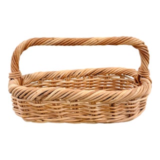 Vintage Wicker Oval Basket For Sale