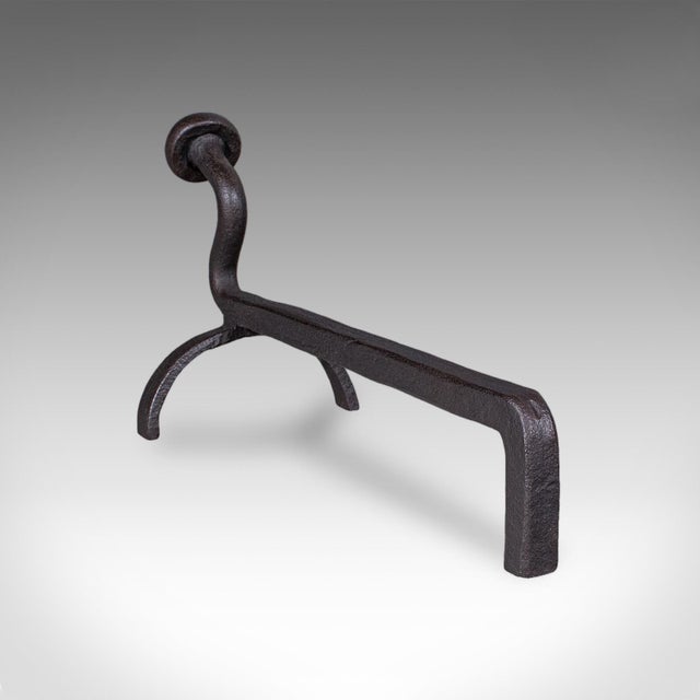 Pair of Antique Andirons, English, Wrought Iron, Fire Dog, Blacksmith, Victorian For Sale - Image 4 of 10