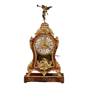 Mid 20th Century French Tortoiseshell and Bronze Boulle Mantel Clock on Base
