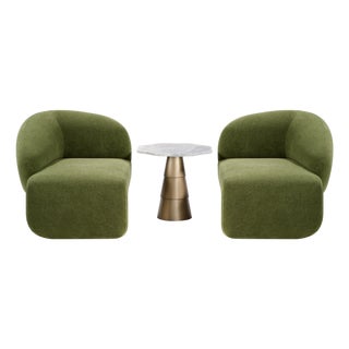 Kaia Modern Green Boucle Right Arm Accent Chair For Sale
