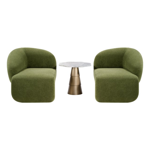 Kaia Modern Green Boucle Right Arm Accent Chair For Sale