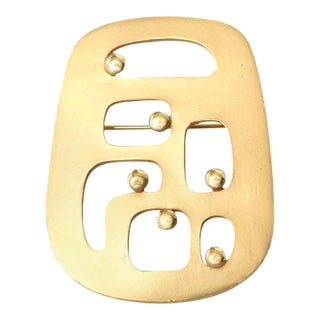 Vintage Signed Eisenberg Gold Plated Modernist Abstract Pin or Brooch, 1970's For Sale