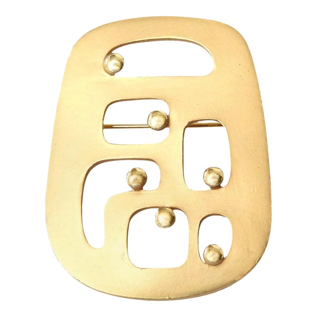 Vintage Signed Eisenberg Gold Plated Modernist Abstract Pin or Brooch, 1970's For Sale