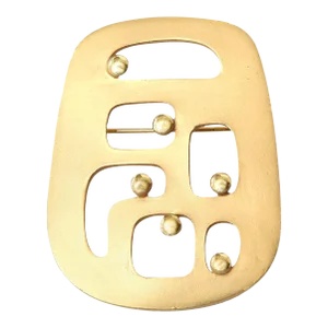 Vintage Signed Eisenberg Gold Plated Modernist Abstract Pin or Brooch