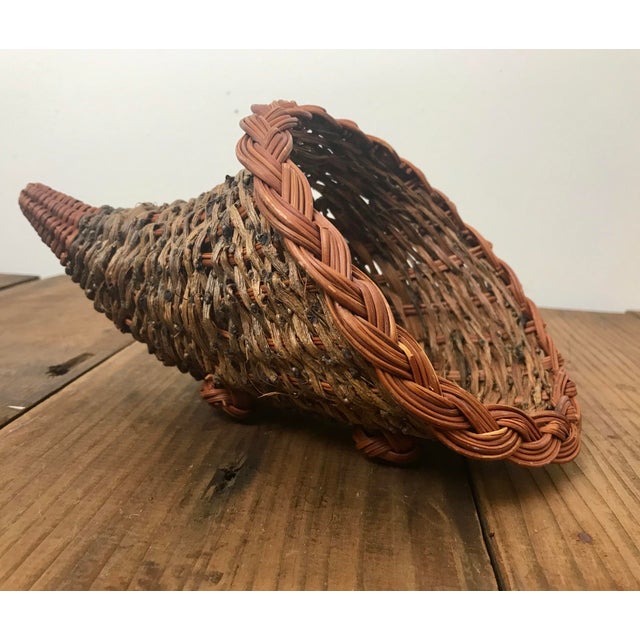 Rustic Cornucopia Basket Wicker Grapevine Two Tone Basket Chairish