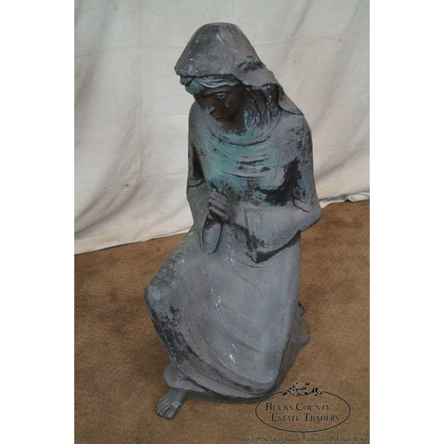 Large Antique Bronze Garden Statue of Woman Praying Chairish