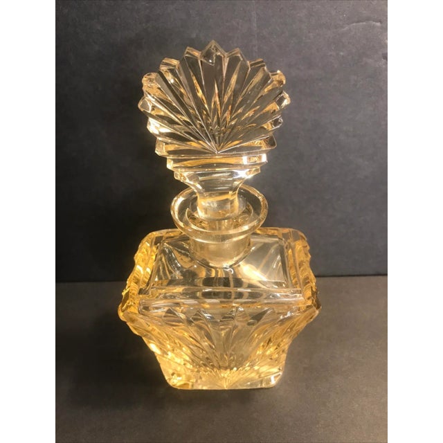 Large and Impressive Crystal Perfume Bottle, Yellow Color Glass ...