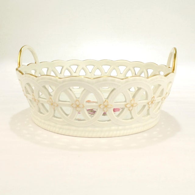 Early 20th Century Antique KPM Royal Berlin Reticulated Porcelain Deutsche Blumen Decor Basket For Sale - Image 5 of 12
