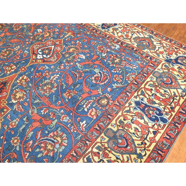 Industrial Antique Zabihi Collection Persian Bakhtiari Blue Rug - 9'10" x 16'9" For Sale - Image 3 of 12