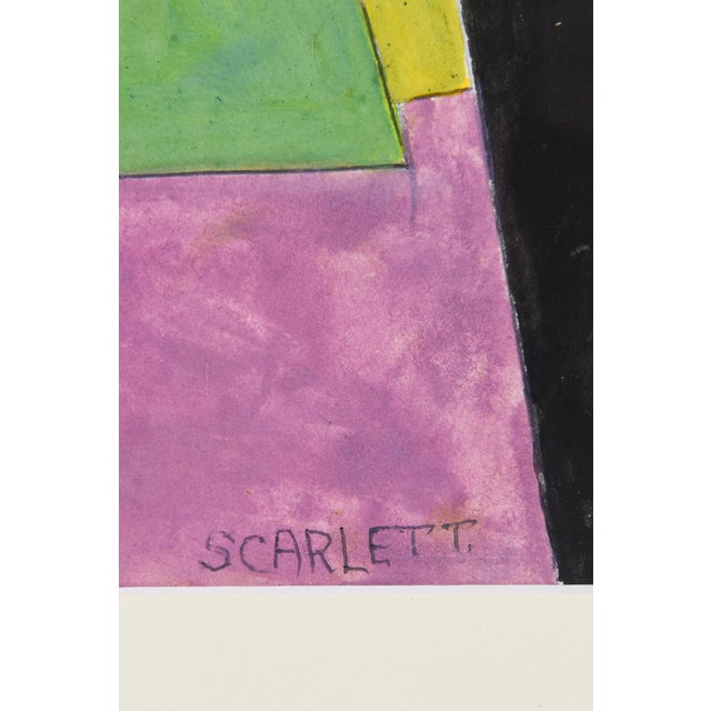 Red Vintage Rolph Scarlett Acrylic on Paper Custom Framed 1960's For Sale - Image 8 of 10