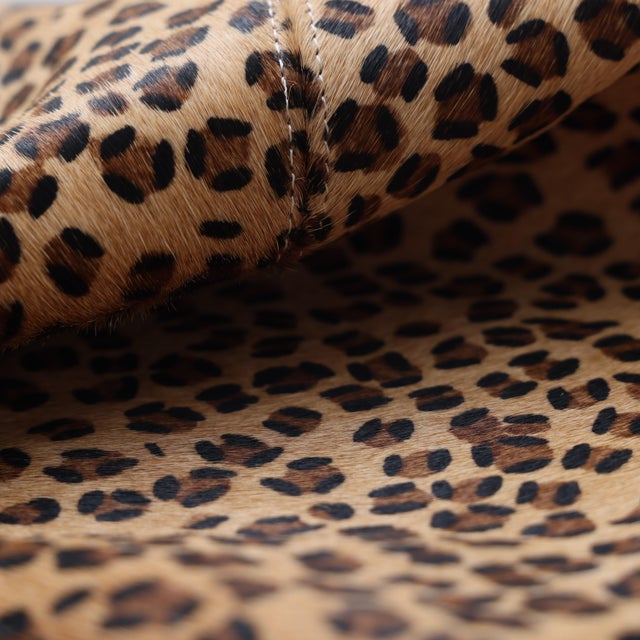 Farmhouse Luxury Leopard Print Genuine Cowhide Throw Pillow 18x18 | Handmade Hair-on Leather Cushion For Sale - Image 3 of 8