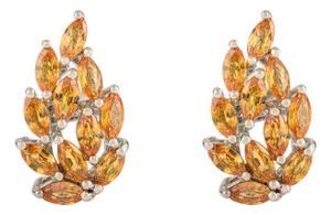 Vintage Inspired 5.18 Carat Citrine Cluster Stud Earrings Made in 925 Silver - 2 Pieces