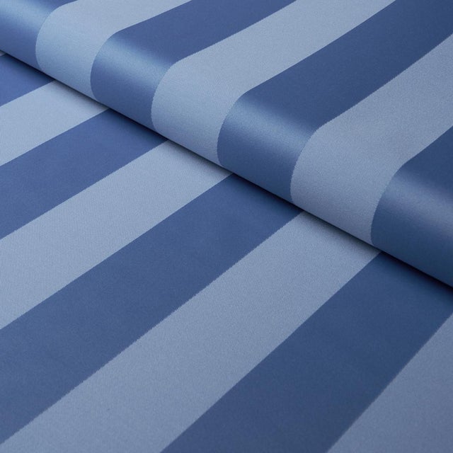 Schumacher Schumacher Roosevelt Awning Stripe Fabric In Cobalt For Sale - Image 4 of 5