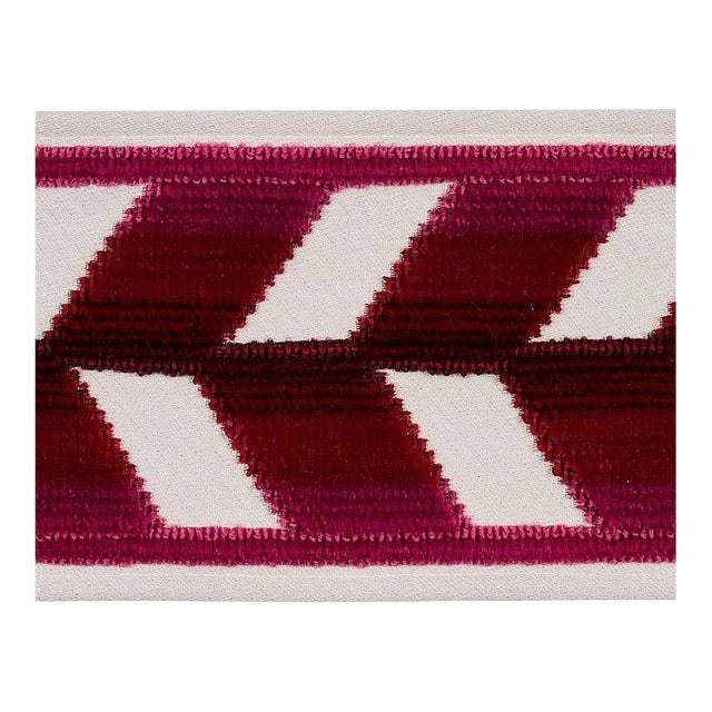 Schumacher Chevron Strie Velvet Tape in Garnet For Sale
