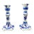 Vintage Dutch Delft Hand Painted Faience Candlesticks - A Pair For Sale