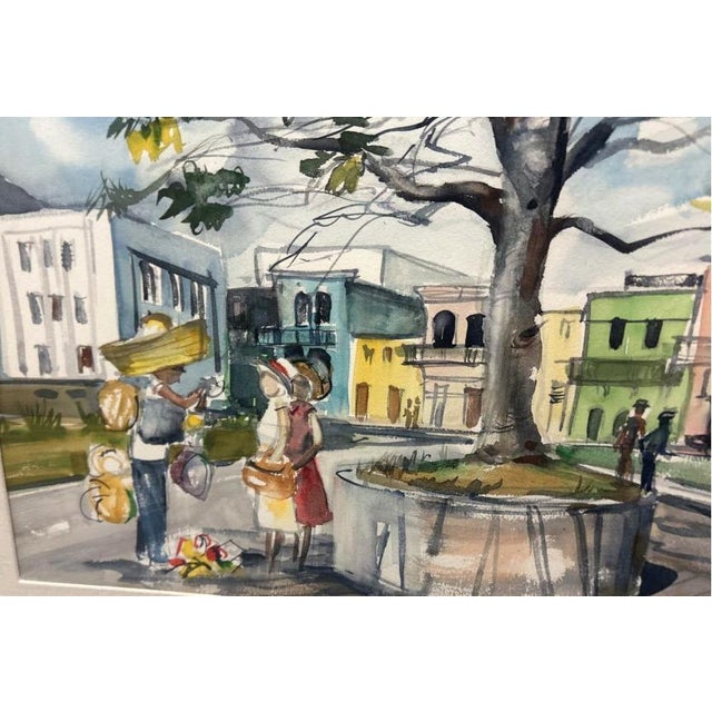 Mid-Century Modern Mid 20th Century Original Sanford Brooks Street Scene Watercolor Painting For Sale - Image 3 of 8