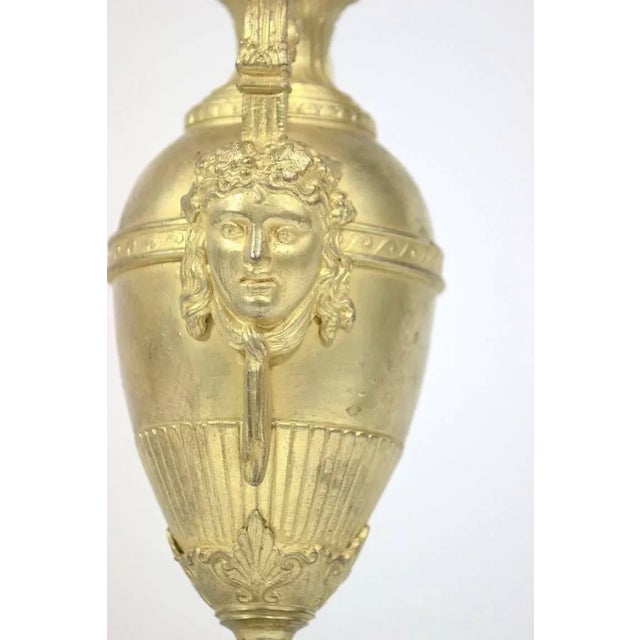 1850 Antique Neoclassic Gilt Bronze Vases Urns on Onyx Bases - A Pair For Sale - Image 4 of 8