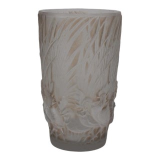 1920s Rene Lalique Glass 'Coqs Et Plumes' Vase For Sale
