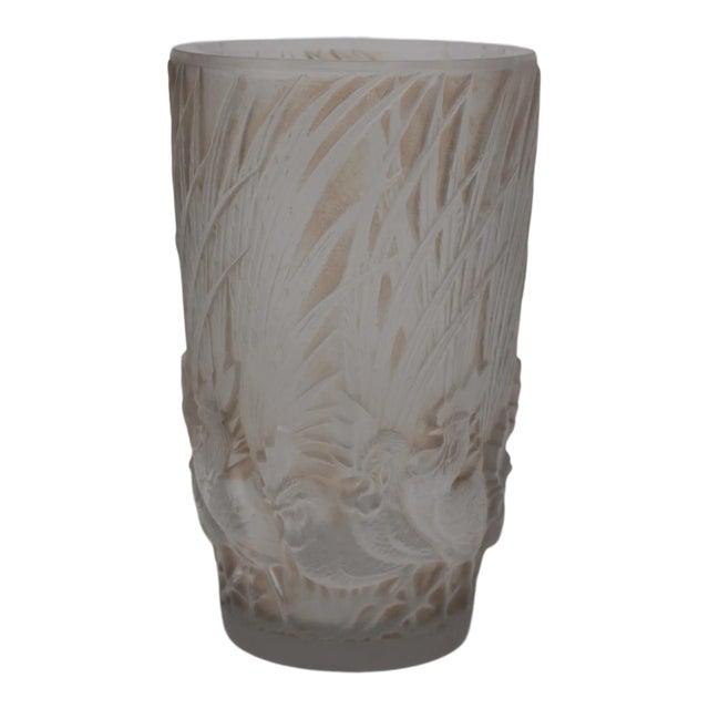 1920s Rene Lalique Glass 'Coqs Et Plumes' Vase For Sale