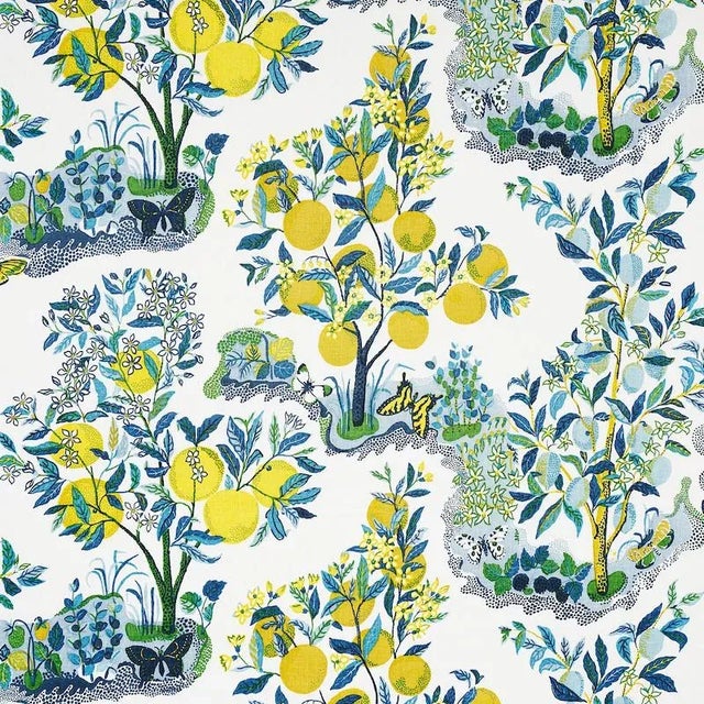 Textile Schumacher Citrus Garden Fabric in Pool For Sale - Image 7 of 7